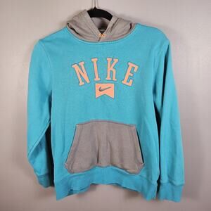 NIKE Engineered for World Class Hoodie Boys(12-13 YRS) Large Blue Orange Retro